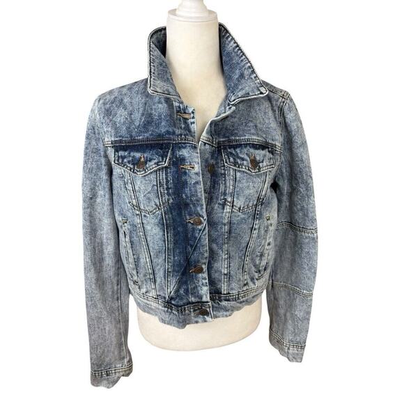 Free People Jacket Womens Size S Indigo Blue Rumors Denim Distressed Cropped New - Picture 7 of 11